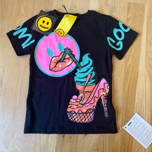 Black Tee with Vibrant Graphic Print